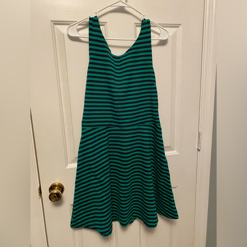 American Eagle navy and green a line dress